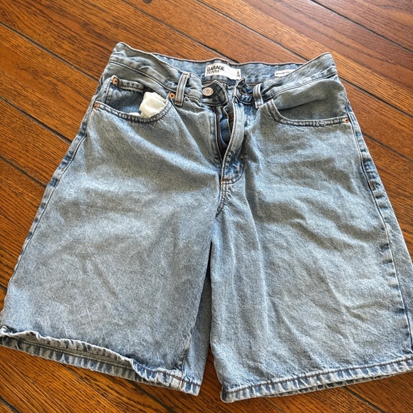 Garage Light Wash Long Denim Shorts - Picture 1 of 3
